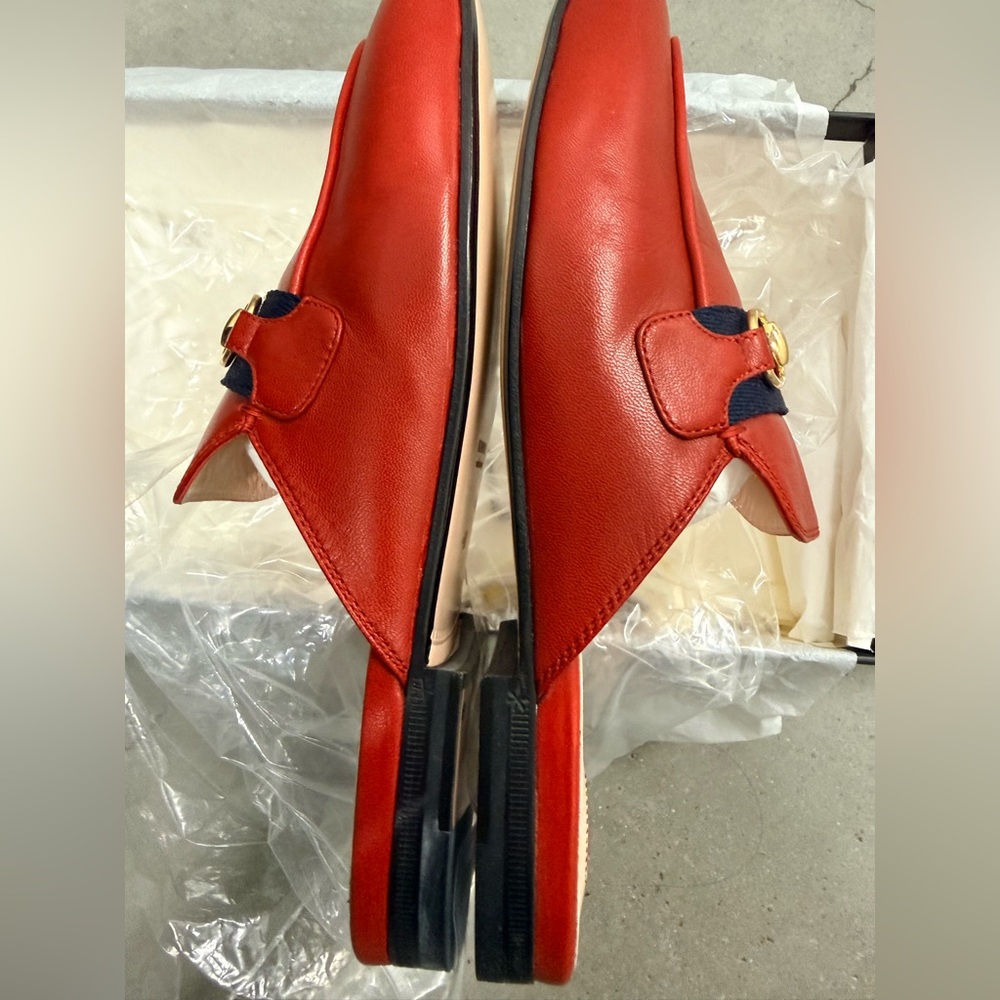 Gucci Red Leather Slip-Ons - Picture 12 of 14